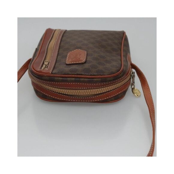 Pre Loved Celine Vintage Monogram Crossbody Bag Women Brown Shoulder Bags - Picture 6 of 8